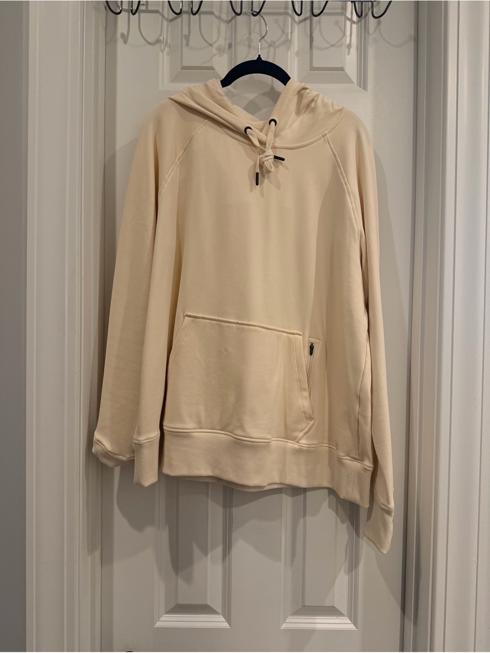Women’s Cream Crewneck Hoodie with Front Pocket